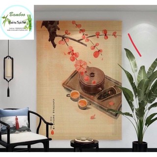 Màn tre trúc in tranh Nghệ Thuật. Rèm tre trúc tranh trang trí cafe, spa, nhà hàng. Rèm tre che nắng cửa sổ.