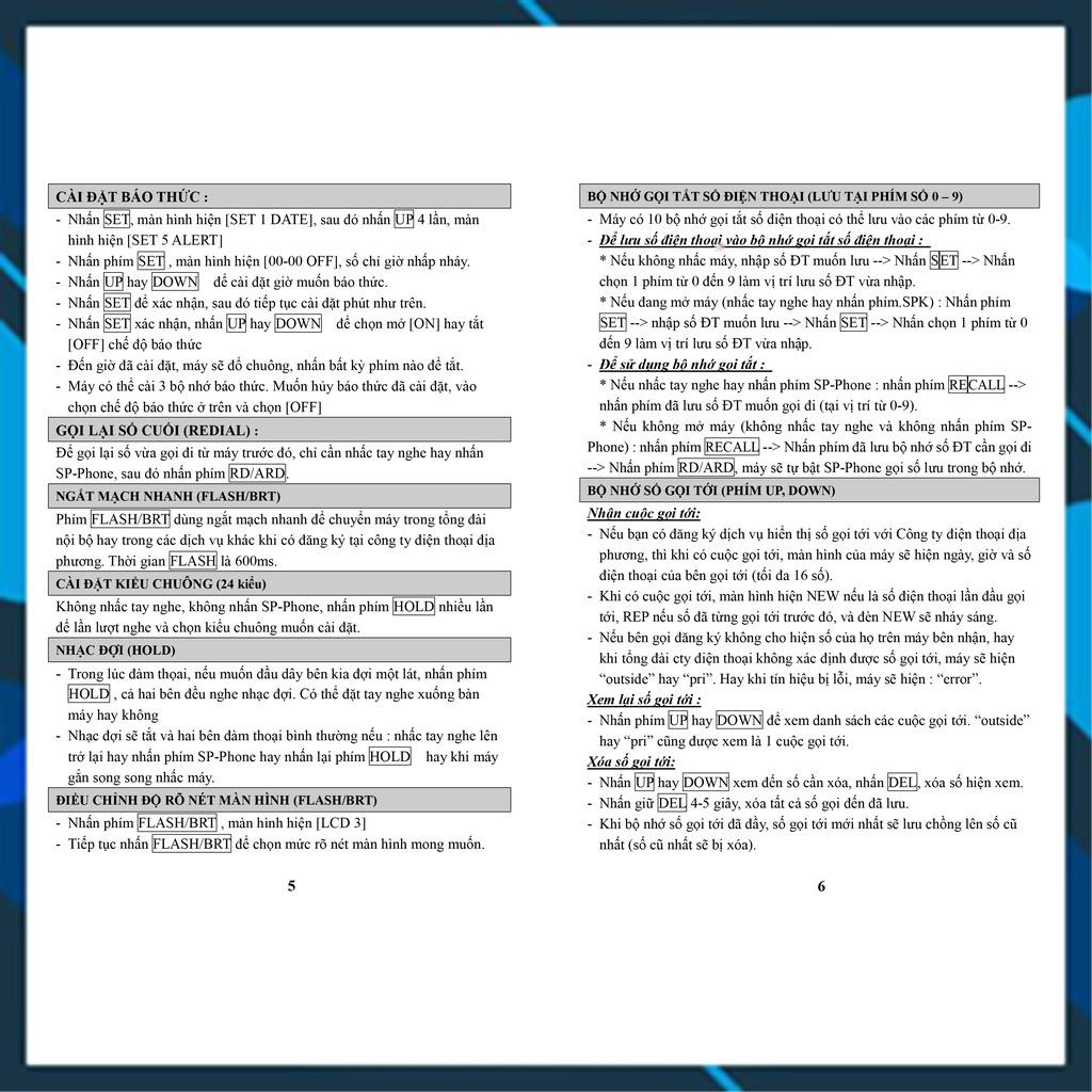 Điện thoại văn phòng, điện thoại khách sạn, gia đình, loại có dây để bàn, có màn hình hiện số gọi tới. KTeL645
