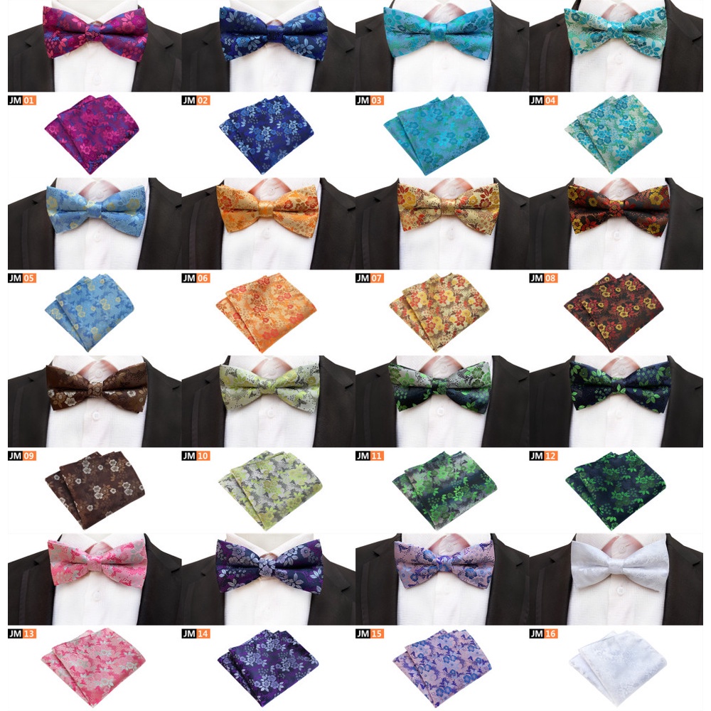 Set khăn tay và nơ thắt đeo cổ EFAN điều chỉnh được họa tiết hoa nhiều màu sắc tùy chọn cho nam trong tiệc cưới mới