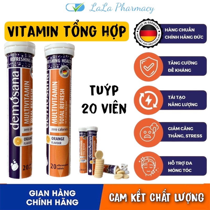 Viên sủi Vitamin tổng hợp vị cam tươi - nhập khẩu CHLB Đức - tuýp 20 viên