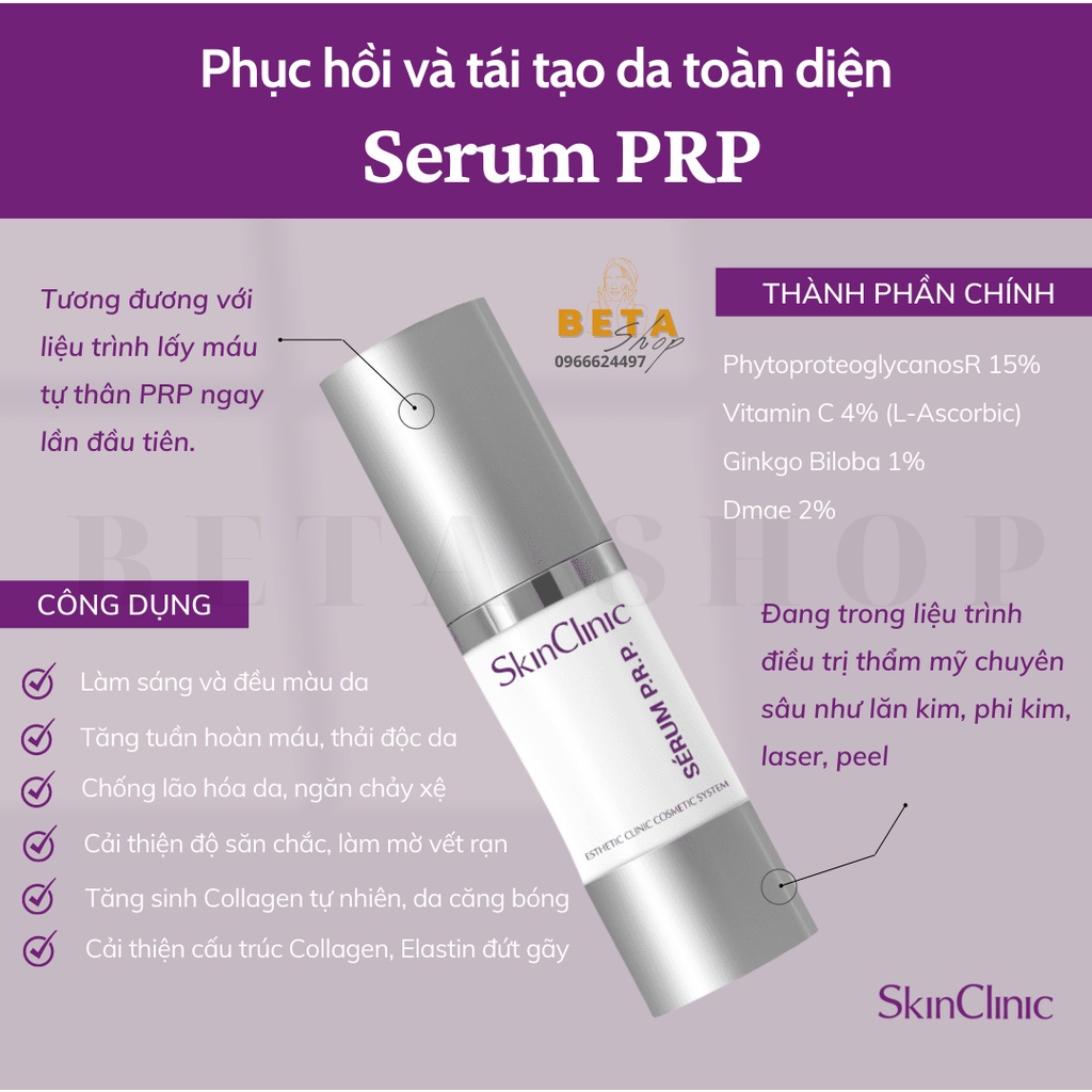 Tinh chất dưỡng da toàn diện serum P.R.P SkinClinic PRP 30ml