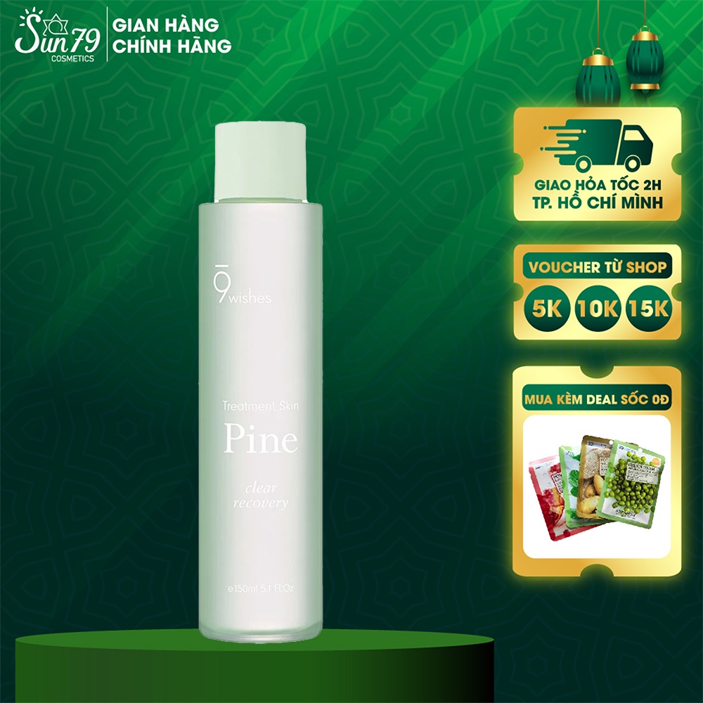 Nước Hoa Hồng Cân Bằng, Làm Sạch Da, Se Khít Lỗ Chân Lông  9 Wishes Pine Clear Recovery Treatment Skin 150ml