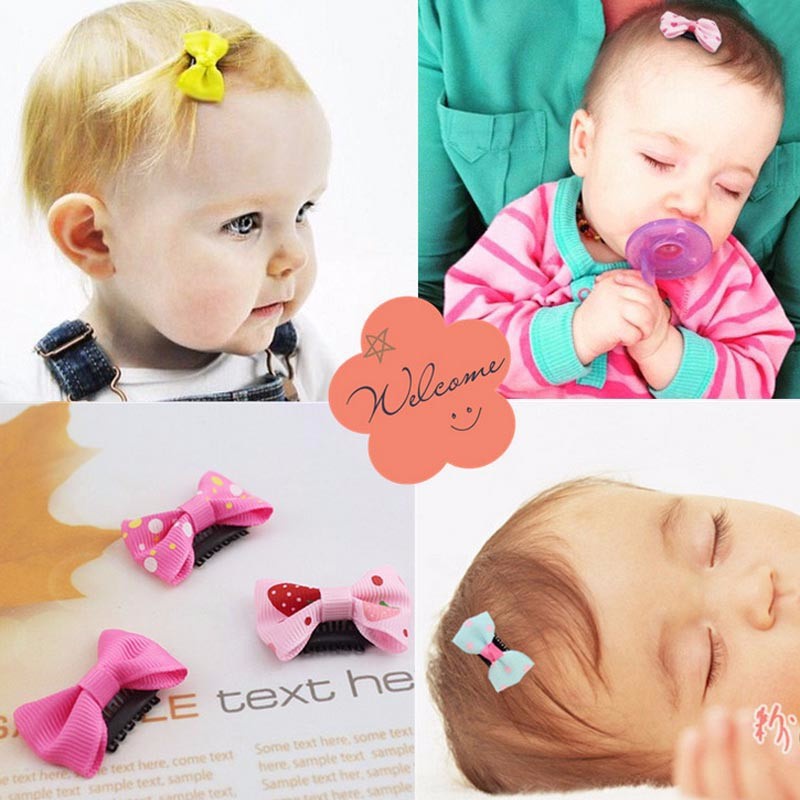 Set 10 Kẹp Tóc Nơ Nhiều Màu Dễ Thương Cho Bé Gái