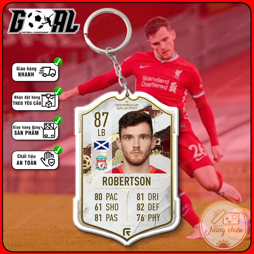 Móc khóa in hình hậu vệ Andrew Robertson - Phụ kiện treo balo bóng đá gaming[8049-8060]