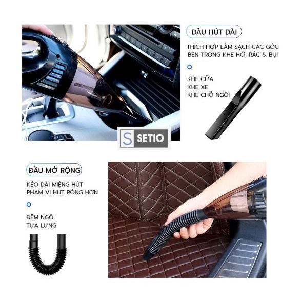 Máy Hút Bụi Ô TÔ Cầm Tay, Máy Hút Bụi Đa Năng, Với Công Xuất Lớn Hút Sạch Bụi Bẩn Như Sàn Nhà , Gầm Ghế. BH 12 Tháng !