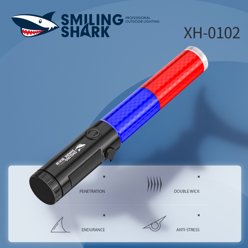 Smiling Shark Cá mập mỉm cười đèn pin siêu sáng police HIGHT ĐÊM CẢNH BÁO LIGHT Người bảo vệ ánh sáng tuần tra màu đỏ và màu xanh tín hiệu đèn báo hiệu an toàn khẩn cấp Tín hiệu an toàn