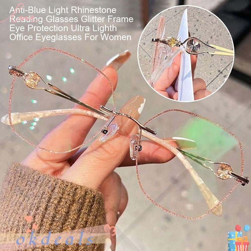 Kính Đọc Sách Lấp Lánh Chống Ánh Sáng Xanh Phong Cách Vintage Đơn Giản Cho Nữ