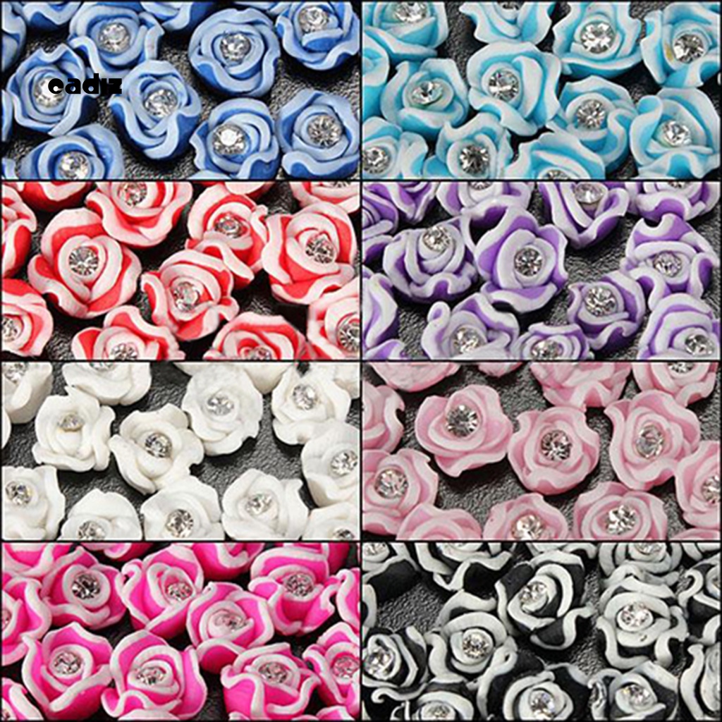 Set 20 Phụ Kiện Trang Trí Móng Nghệ Thuật Hình Hoa Hồng 3D Bằng Gốm Sứ Thời Trang Charms