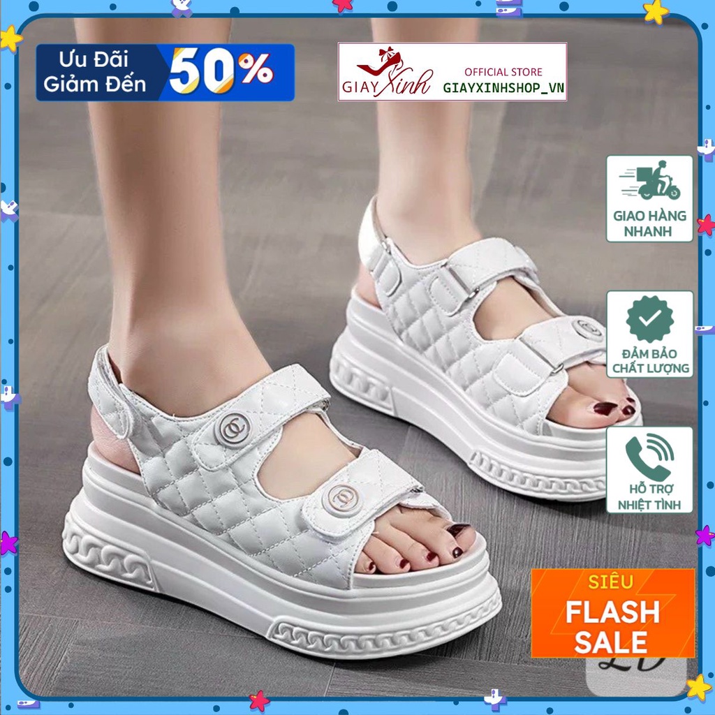 Dép Sandal Bánh Mì 7P, dép quai hậu GC độn đế 7cm tôn dáng, đế chắc siêu nhẹ siêu êm