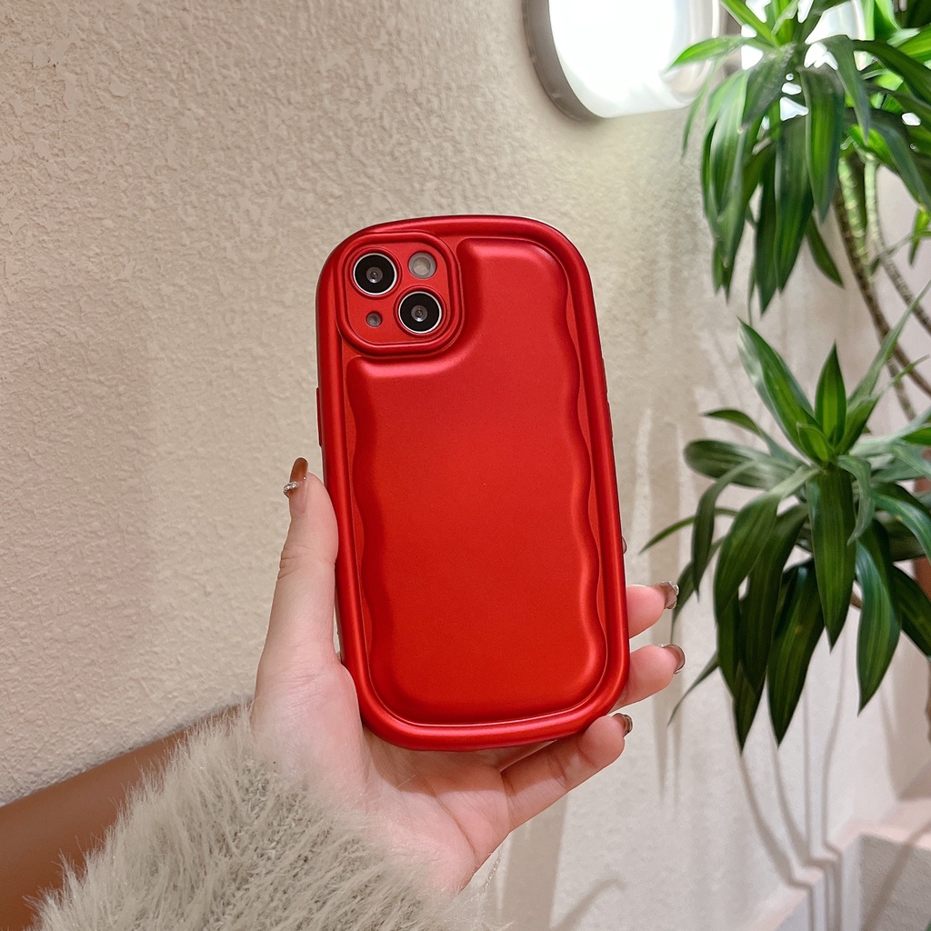 Ốp Điện Thoại Silicon TPU Mềm Màu Đỏ Trơn Bảo Vệ Ống Kính Máy Ảnh Cho iPhone 14 13 12 11 Pro Max14 Plus Xs XR