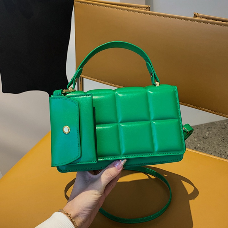 Ielgy niche Túi Đeo Chéo Dạng Nhấn Màu Xanh Lá Chất Lượng Cao Thiết Kế Ấn Tượng Cho Nữ