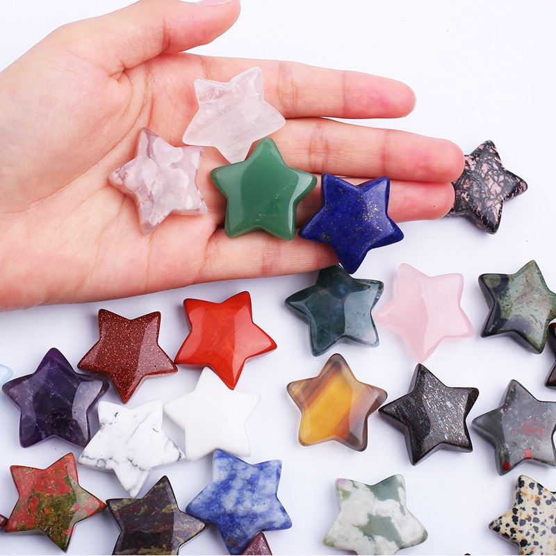 Đá Thạch Anh Tím Tự Nhiên 30mm Hình Ngôi Sao Năm Cánh Dễ Thương Dùng Trang Trí