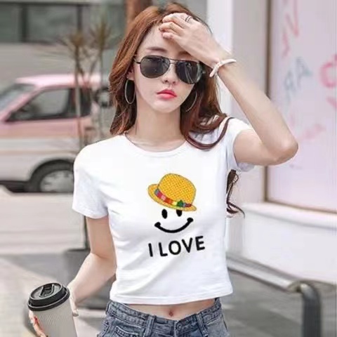 Áo Thun Tay Ngắn Dáng Ôm In Họa Tiết Thời Trang Xuân Hè 2023