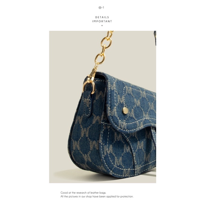 Túi xách yên ngựa Muzi&Kai Jeans họa tiết chữ M trendy cho cô nàng cá tính