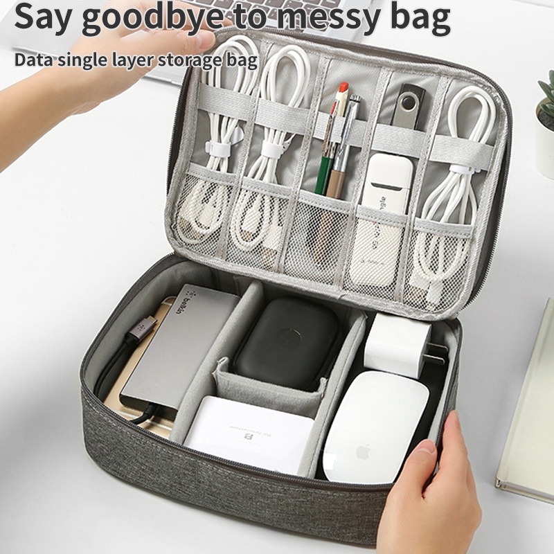 Túi Đựng Dây Cáp USB Kỹ Thuật Số Đa Năng Chống Thấm Nước Có Khóa Kéo