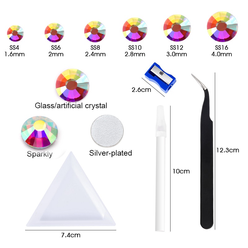 Set 12 Hộp Hạt Đá Đính Móng Tay Kèm 1500 Phụ Kiện