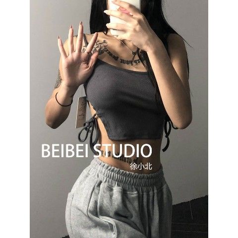 COZOK Màu Rắn Ren Bên Hông sexy Áo vest Thời Trang