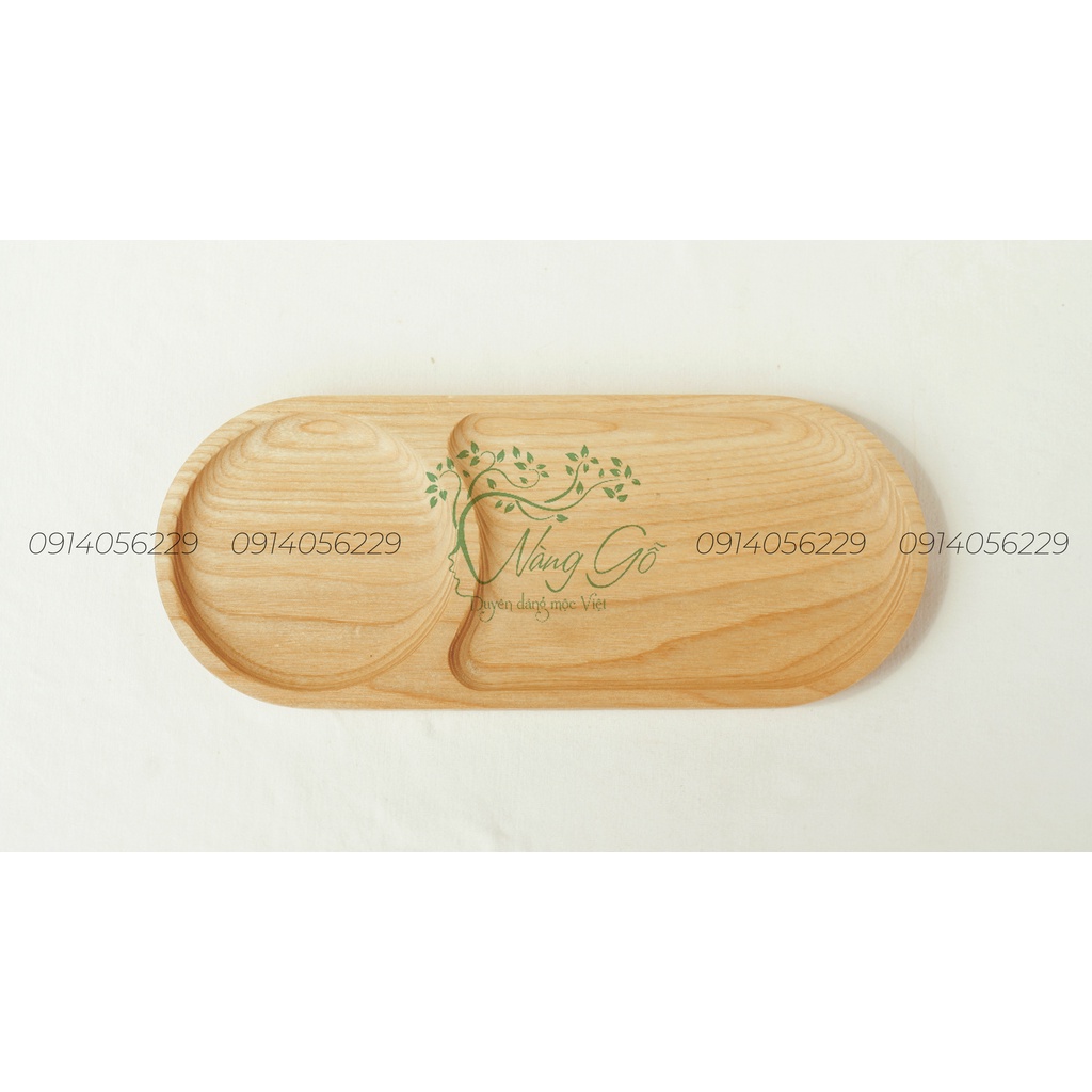 Thớt  gỗ oval chia ngăn decor, chụp hình.