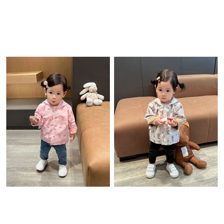 Áo Khoác Hai Mặt Chống Gió Phong Cách Thời Trang Mùa Thu 2023 Mới Dành Cho Bé Gái 0-3 - 6 Tuổi