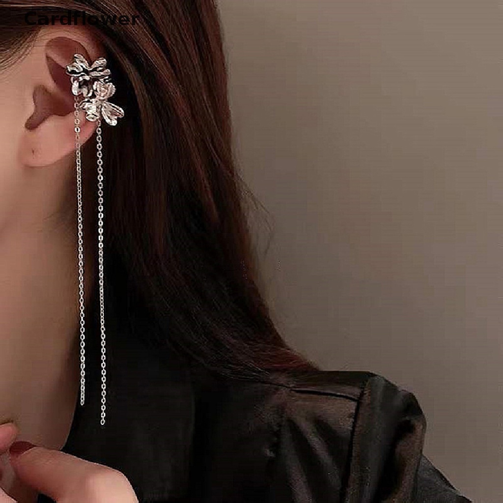 1 Khuyên Kẹp Vành Tai Dáng Dài Hình Hoa Màu Bạc Thời Trang Cho Nữ