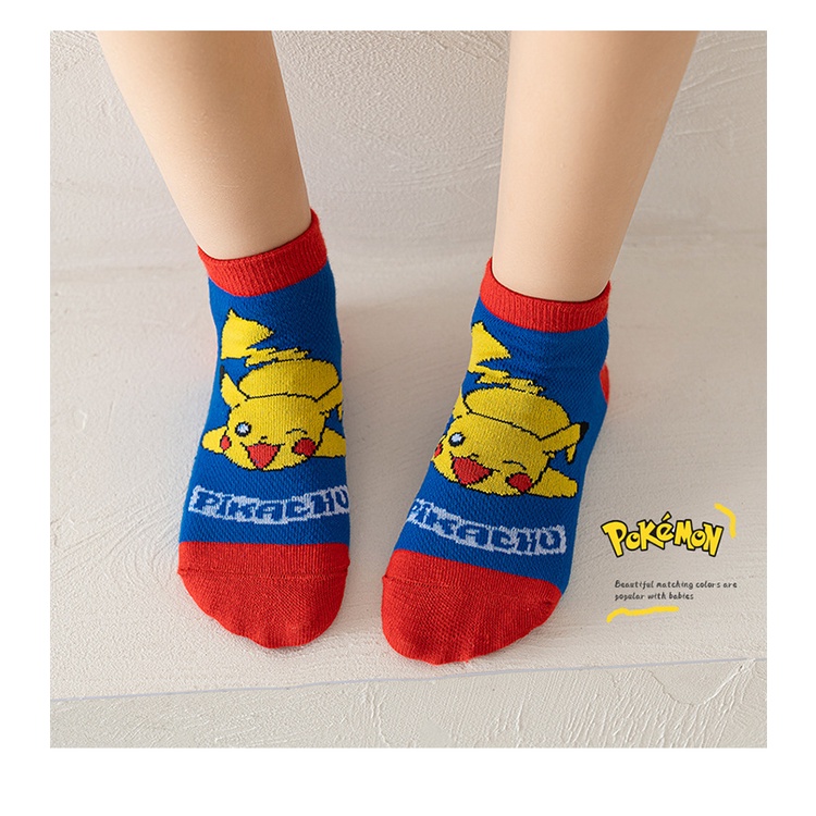 Set 5 Đôi Tất Cotton Cổ Ngắn In Hình Pokemon Dễ Thương Cho Bé 1-8 Tuổi Kokorocre DLM-06