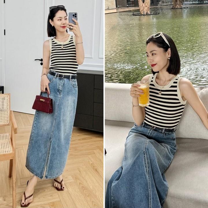 Áo croptop 3 lỗ hai dây bản to nữ dễ phối đồ chất len dệt kim co giãn tốt đi chơi đi tập trẻ trung năng động AN14