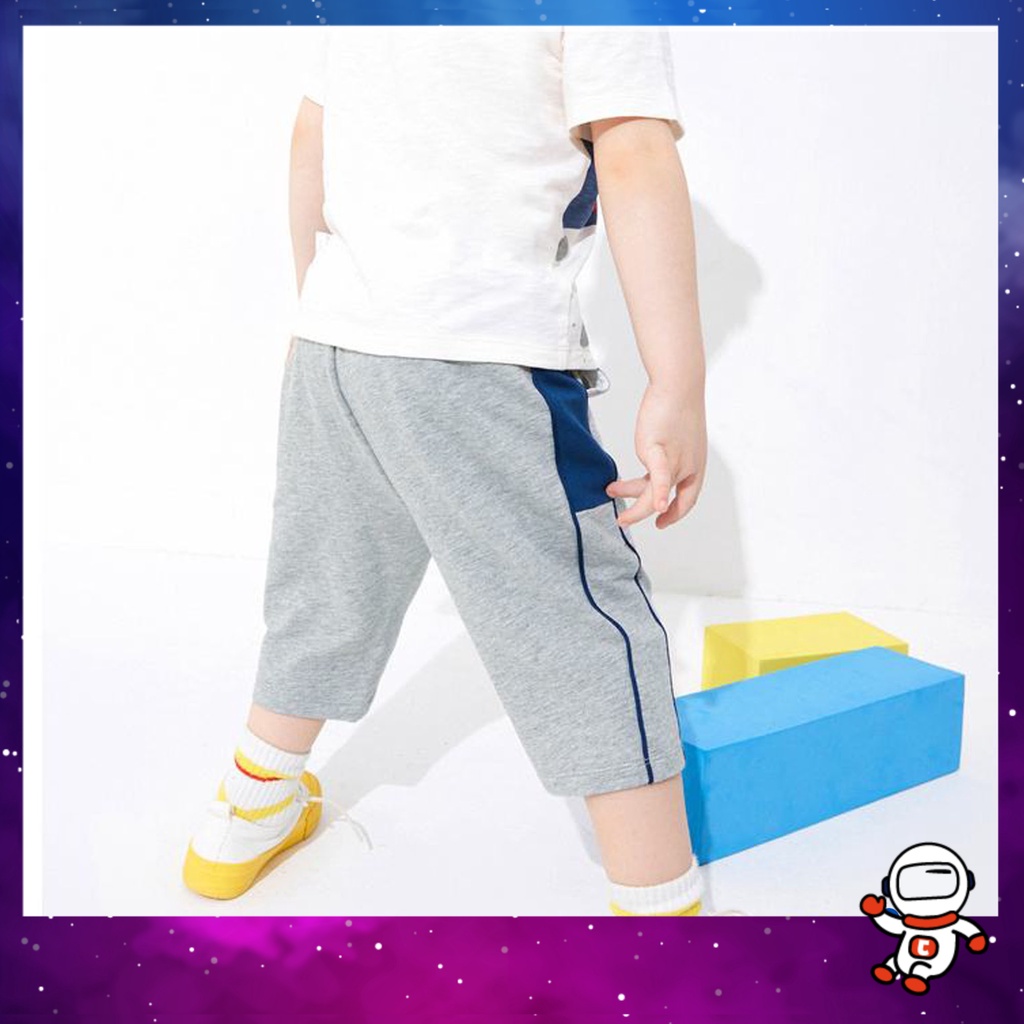 Quần Cotton Bé Trai Dáng Lửng Màu Đen, Xám, Mặc Đi Học Đi Chơi Chất Liệu Mềm Mịn Mát