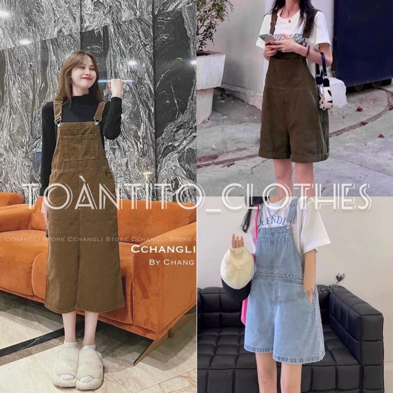 Yếm Jeans & Quần bò cạp cao dây rút sau🌸TOANTITO🌸Yem & quần jean cạp cao co zãn ôm trọn vòng 3, tôn vòng 2