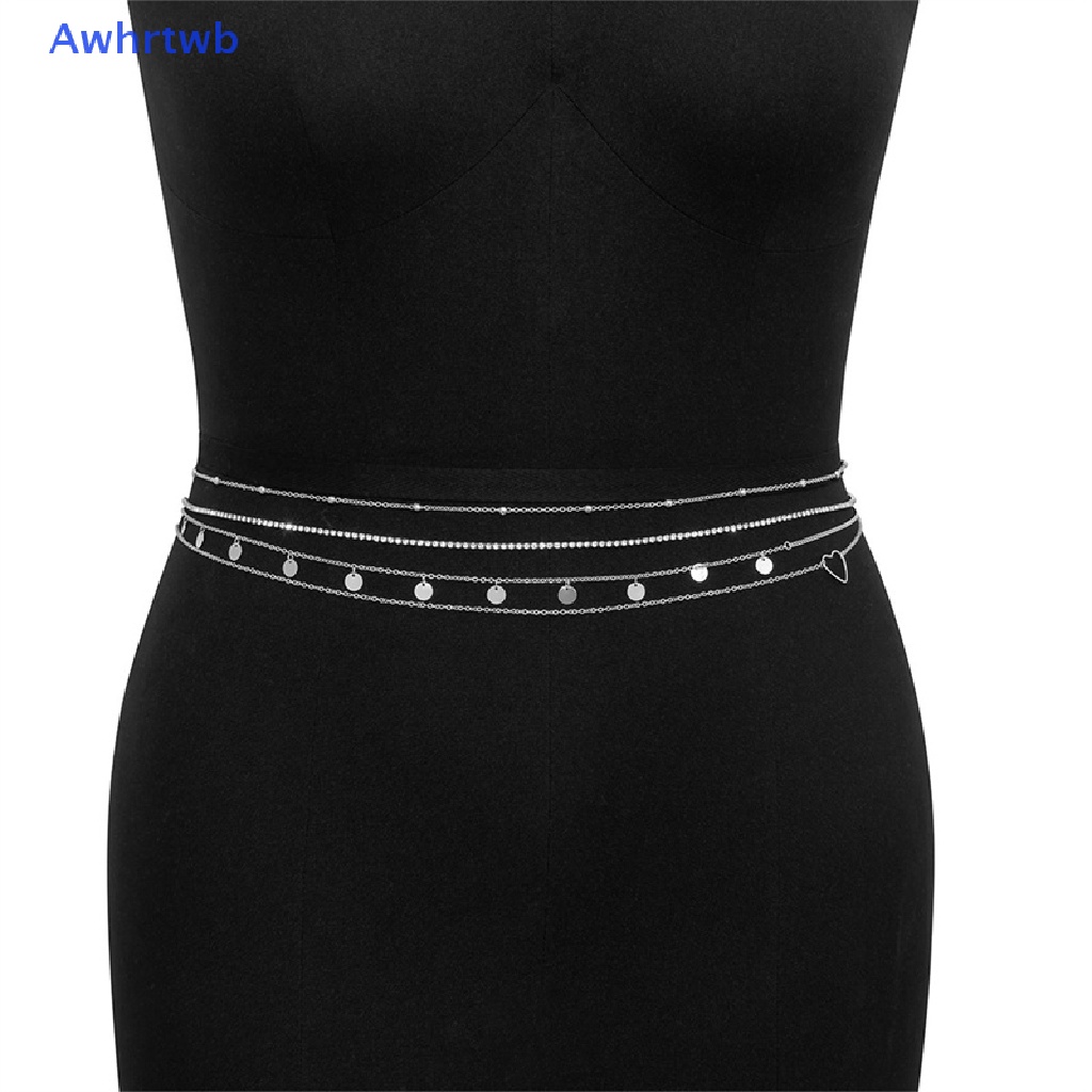 Dây Chuyền Đeo Hông Nhiều Lớp Mặt Trái Tim Đính Đá Pha Lê Phong Cách Boho Thời Trang Cho Nữ Mới