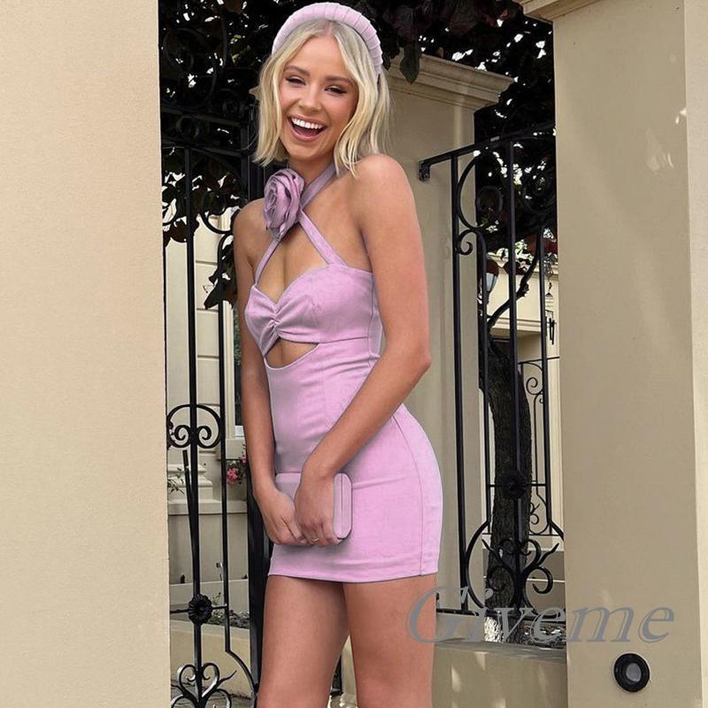 Đầm không tay dáng ôm Hoạ Tiết Hoa Thiết Kế Hở Lưng Quyến Rũ