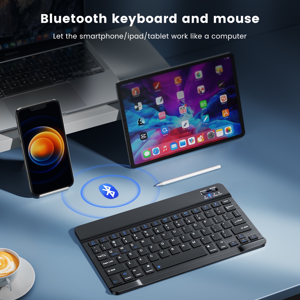 Bàn phím không dây Bluetooth Kit Bàn phím im lặng có thể sạc lại cho iPad iphone Tablet TV Windows