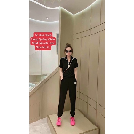 Bộ đồ nữ.sét thể thao xuân hè cổ kéo khoá đồ ngủ tay cộc quần dài chất vải Umi lụa,hàng quảng châu.Size MLXL,tohoa_shop
