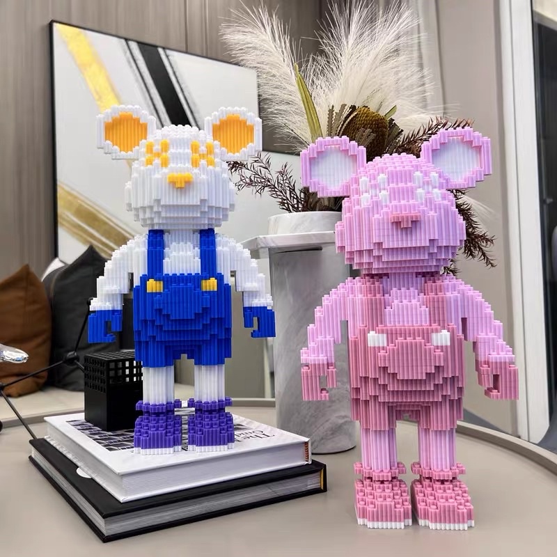 Le.go Gấu Bearbrick bồi bàn bê khay đồ 50cm Đồ chơi Xếp hình lắp ráp mô hình cỡ lớn bear brick có tặng búa