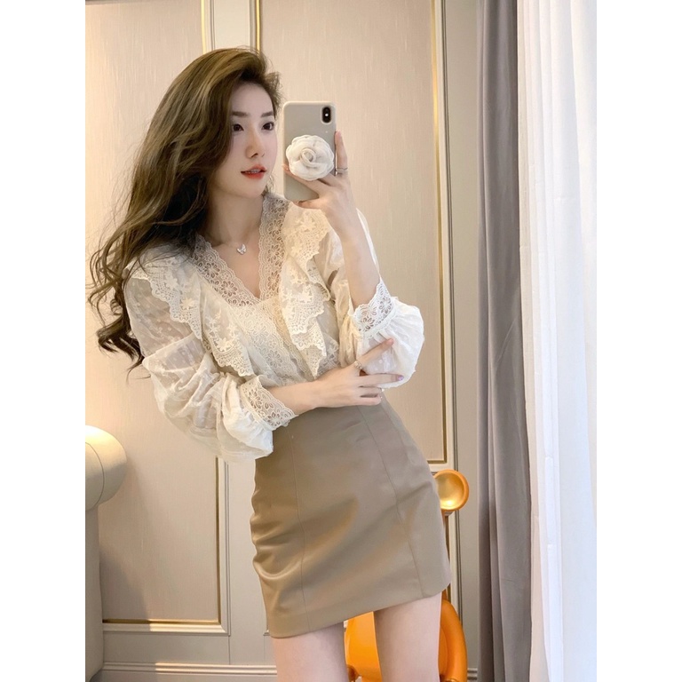 Set Áo Sơ Mi Và Chân Váy Phong Cách Hàn Quốc 2022 Cao Cấp Cho Nữ