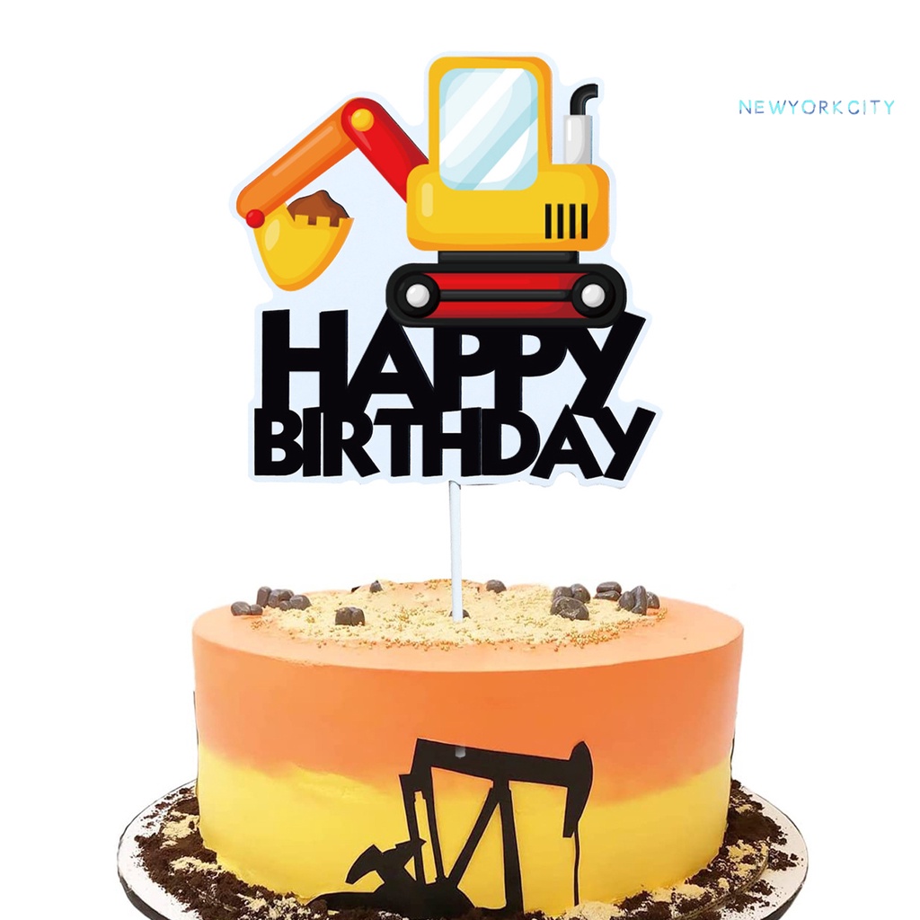 1 Set / 1 Bộ Que Cắm Trang Trí Bánh Cupcake Chủ Đề Xây Dựng Đầy Màu Sắc