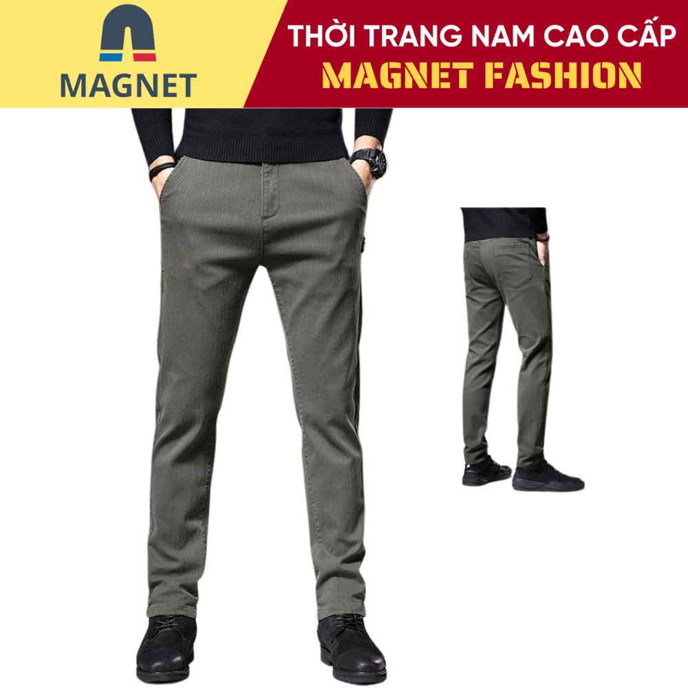Quần Kaki Jean nam rêu kết hợp cúc khóa đồng hàng cao cấp chính hãng màu sắc sang trọng lịch lãm dễ phối đồ