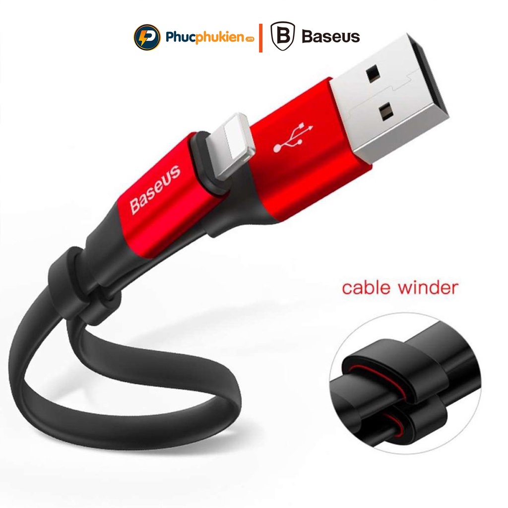 Dây sạc dự phòng ngắn 23cm chính hãng Baseus dành cho iPhone 5 đến iPhone 14 pro max