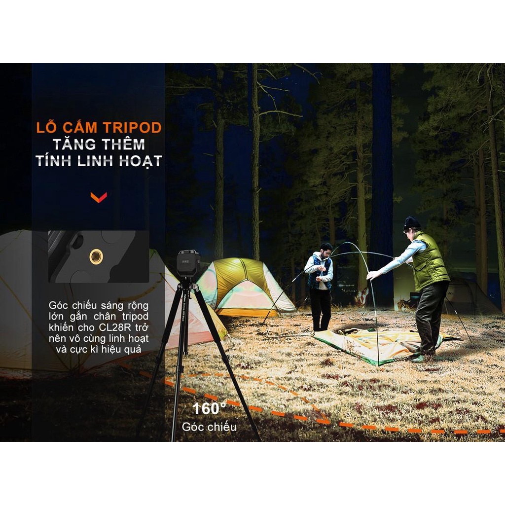 Đèn pin cắm trại Fenix CL28R sáng 2000 lumen chiếu xa 58m pin liền thân 10.000mAh powerbank