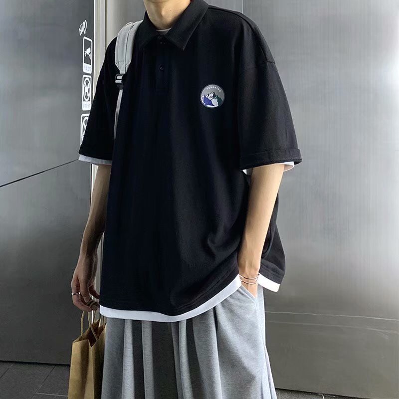 Áo polo nam nữ in họa tiết, áo polo form rộng oversize unisex phong cách trẻ trung