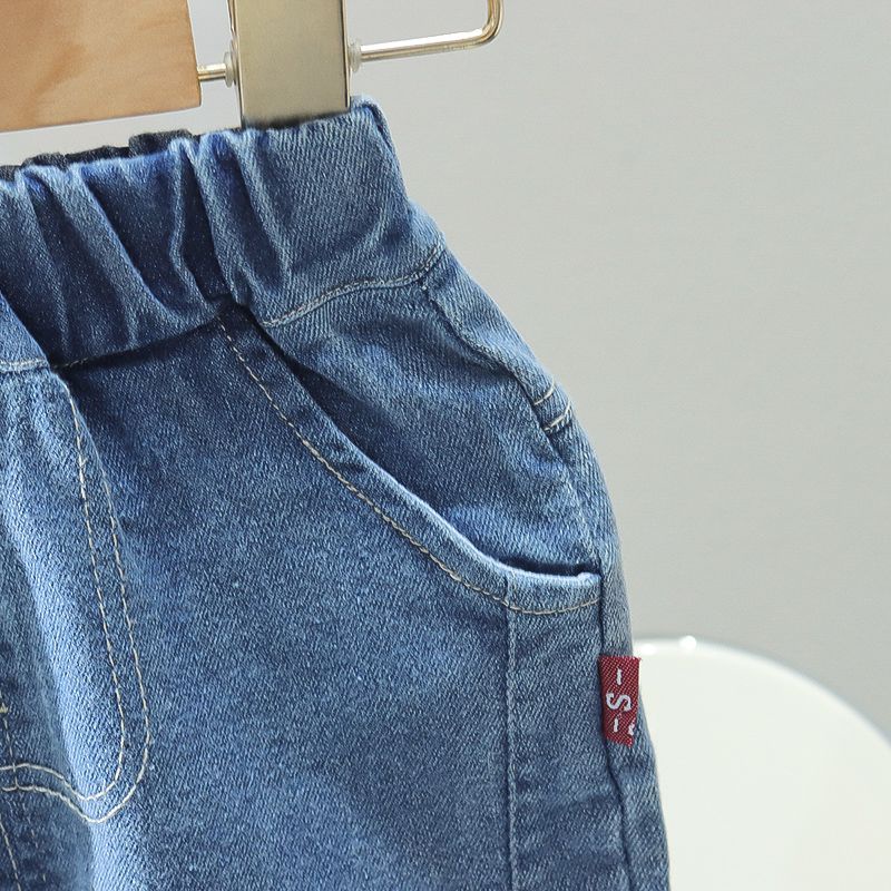 Quần Jeans Lưng Thun Phối Da Màu Trơn Dễ Thương Cho Bé Gái 0-4 Tuổi
