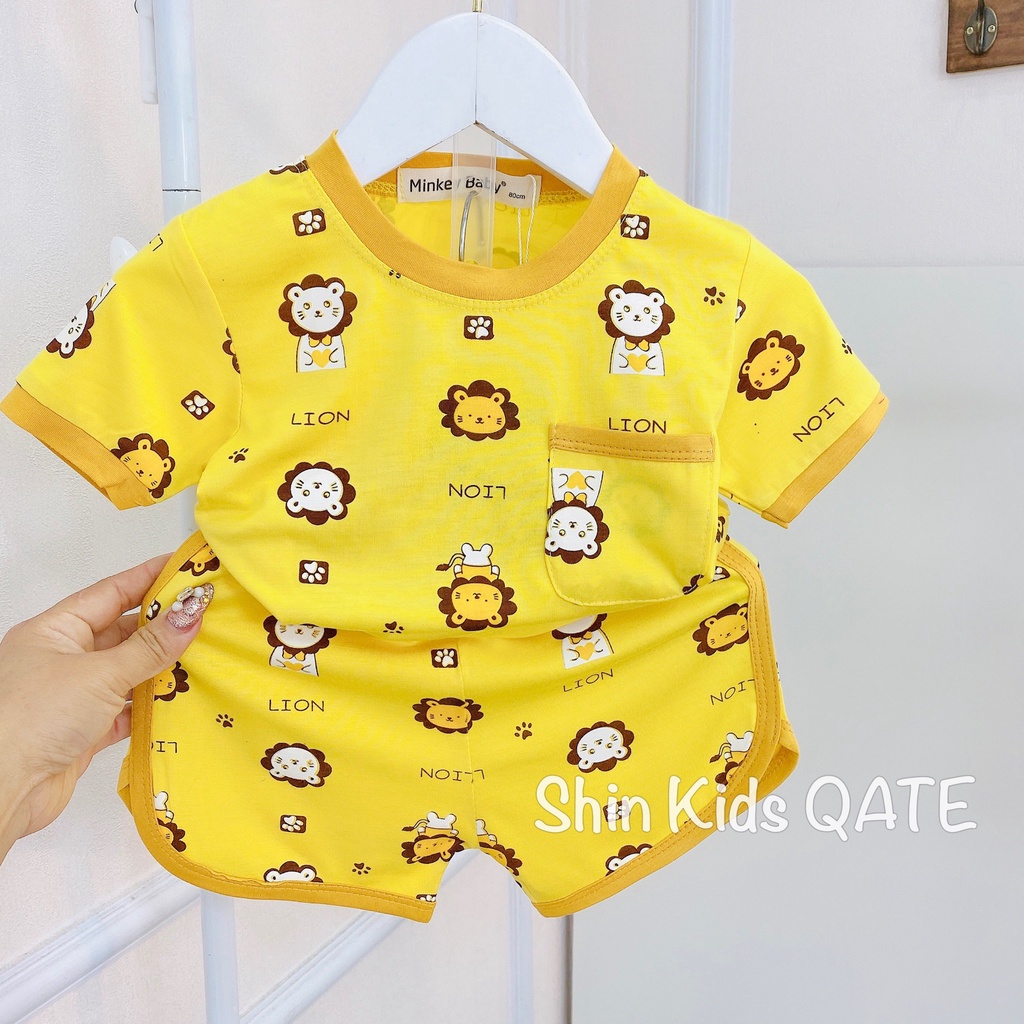 Có Size Đại Đồ Bộ Thun Lạnh Bé Trai,Bé Gái.Bộ Cộc Tay Minkey Baby In Gấu Siêu Xinh Dành Cho Bé.