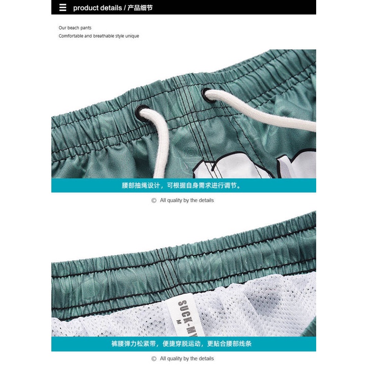 Quần short đi biển ống đứng họa tiết Graffiti hiphop cho nam 3gXW