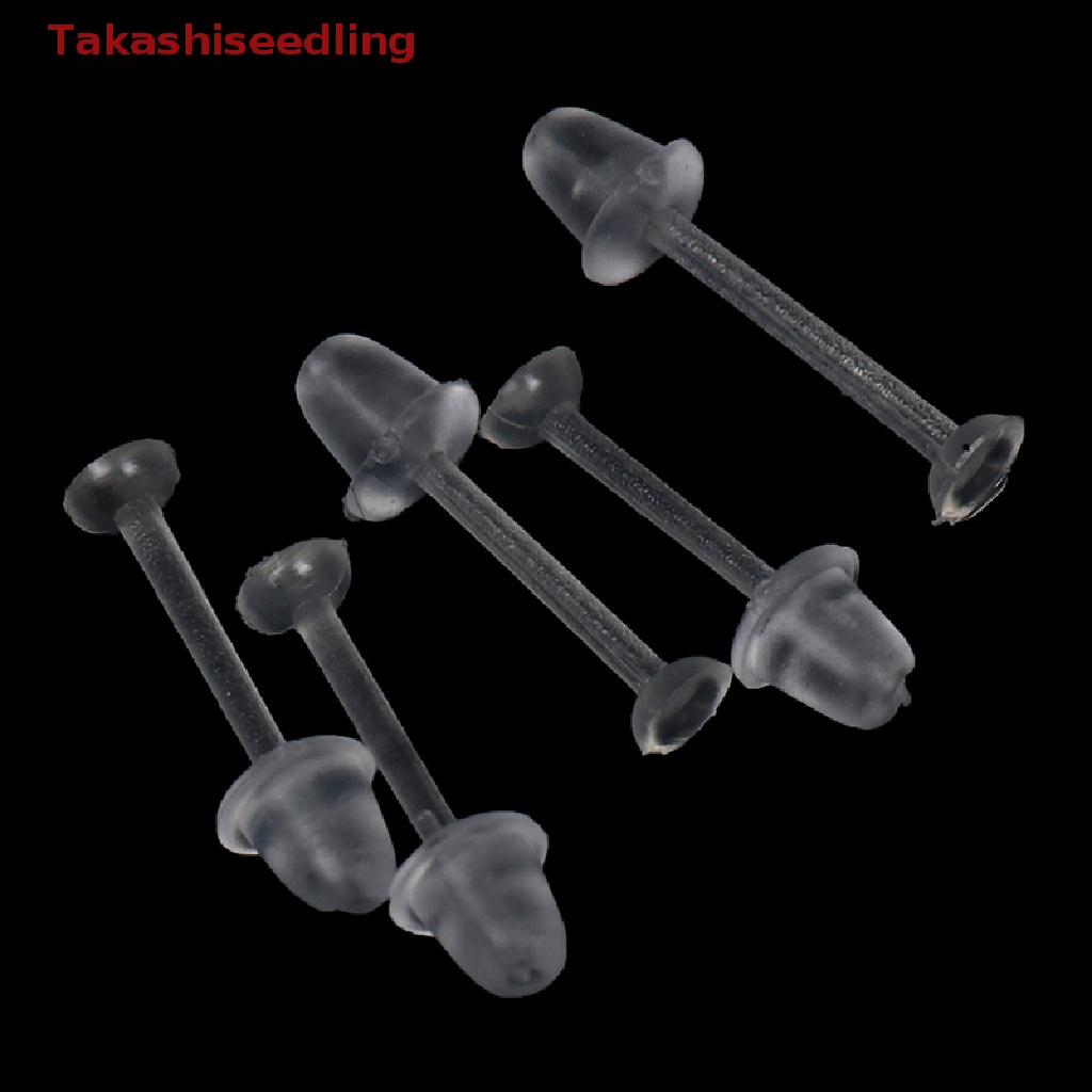 (Takashiseedling) Set 100 Bông Tai Nhựa Trong Suốt Và Sau Tai