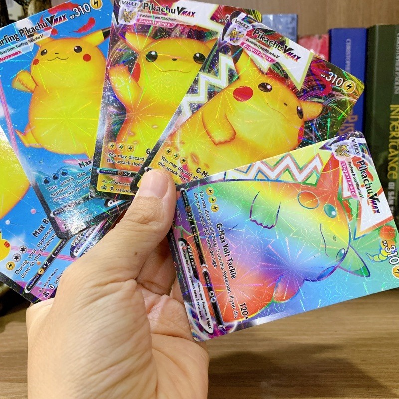 [BÀI IN LẤP LÁNH] 05 thẻ bài Pokémon TCG Pikachu Vmax Béo cực dễ thương