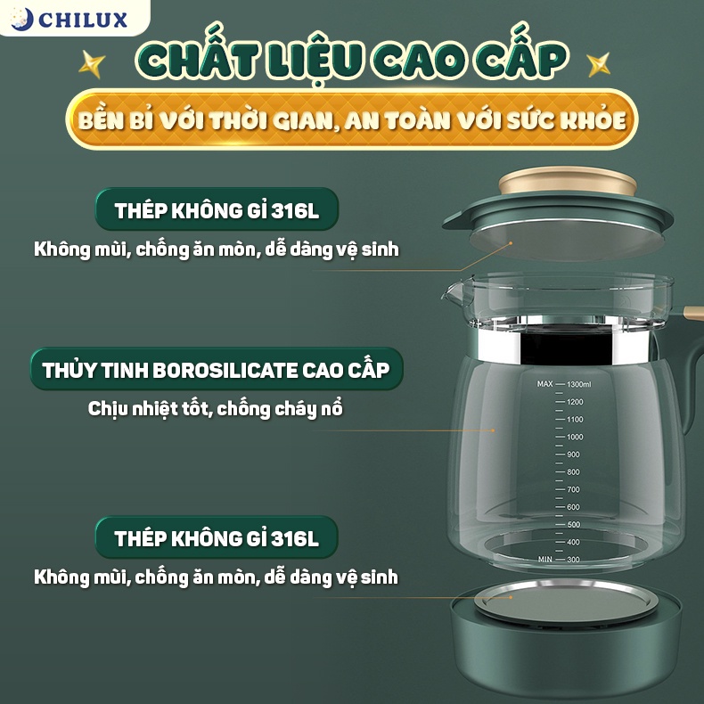 Máy đun nước pha sữa CHILUX đa năng, hâm sữa đúng nhiệt độ, giữ ấm suốt 24H, đun nước khử clo