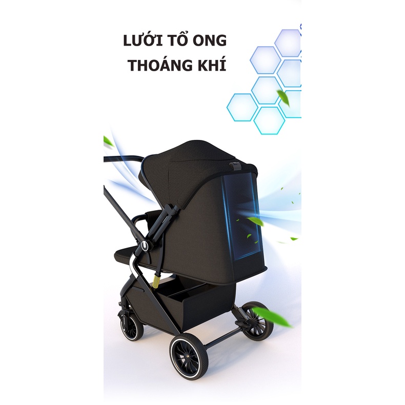 Xe đẩy em bé 2 chiều ngả lưng 3 tư thế cho bé BaBy gấp gọn thành vali kéo, siêu chắc chịu lực 40kg
