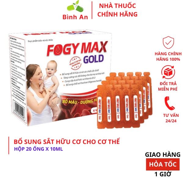 Fogy max gold - Sắt nước cho bà bầu, hỗ trợ bổ sung sắt cho cơ thể, giúp tạo hồng cầu