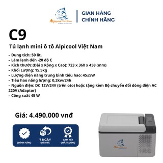 Chính hãng - Tủ lạnh mini ô tô Alpicool Việt Nam C9 (9Lit) - làm đá, trữ sữa, bảo quản mỹ phẩm, thực phẩm, đồ uống