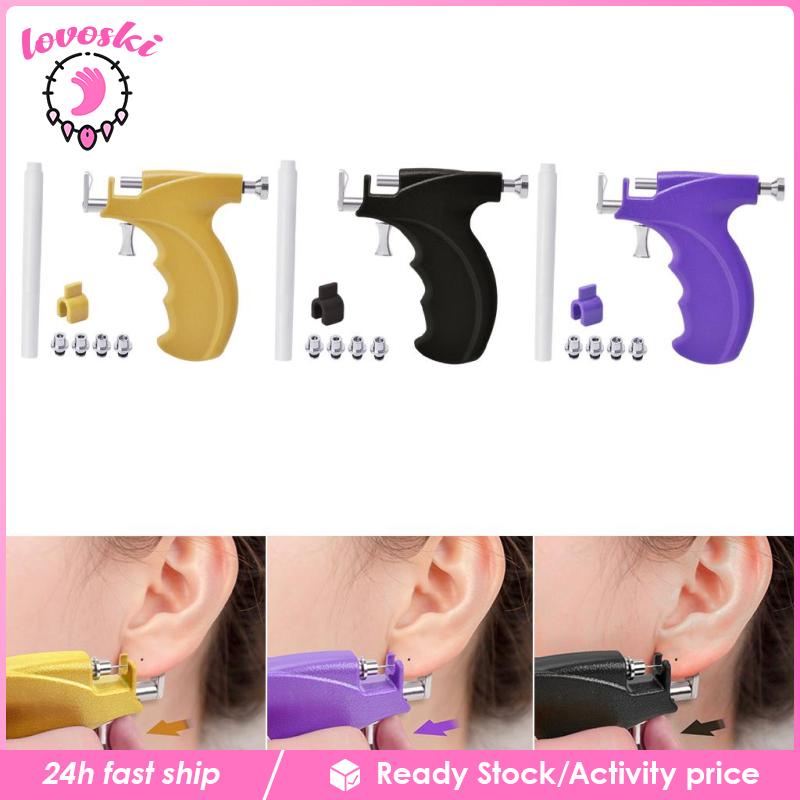 Dụng Cụ Xỏ Khuyên Tai Bằng Thép Không Gỉ Màu Vàng