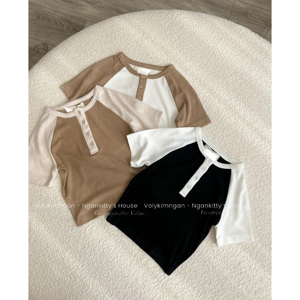 Áo cr.op màu phối tay trụ nút